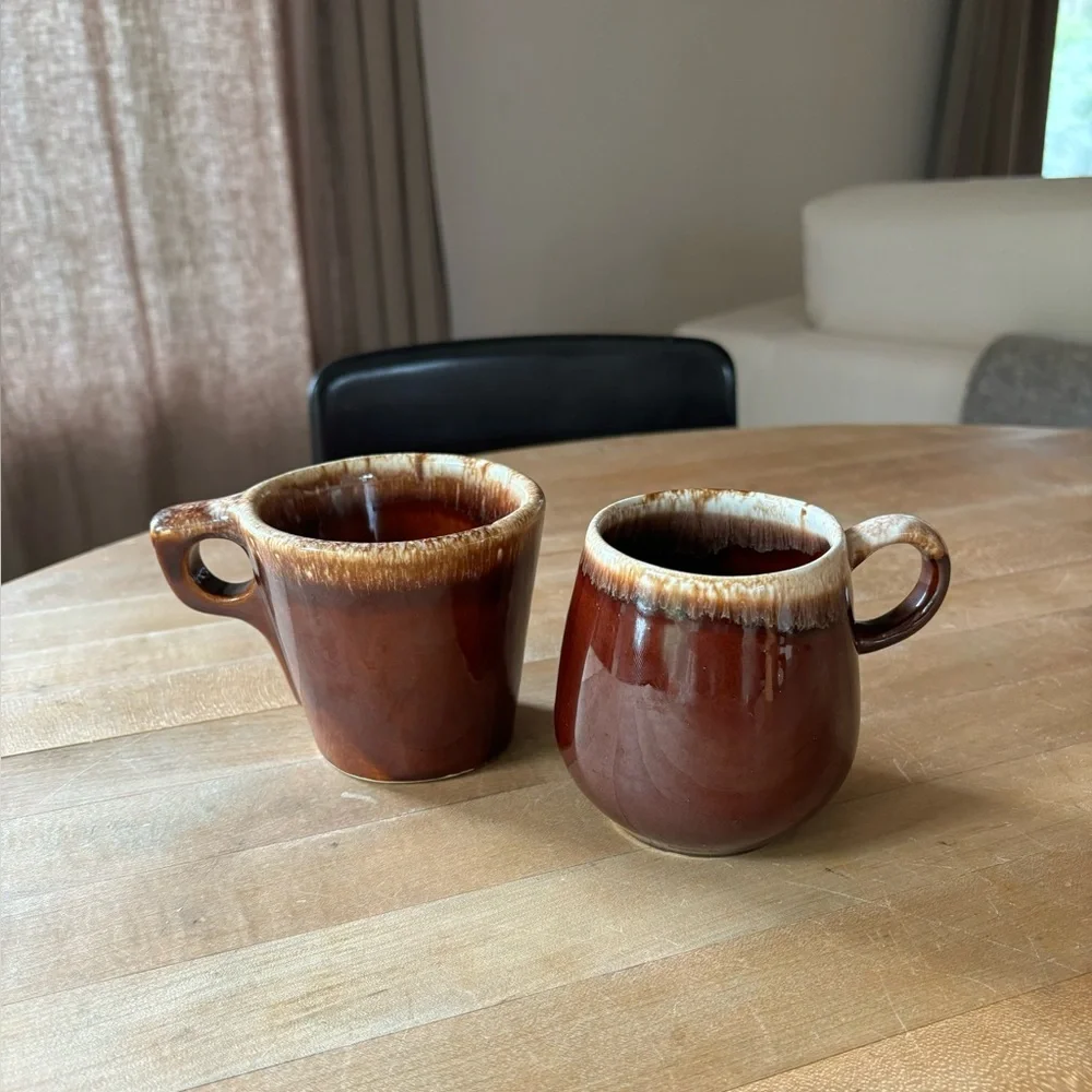 Vintage Stoneware Drip Glaze Mugs